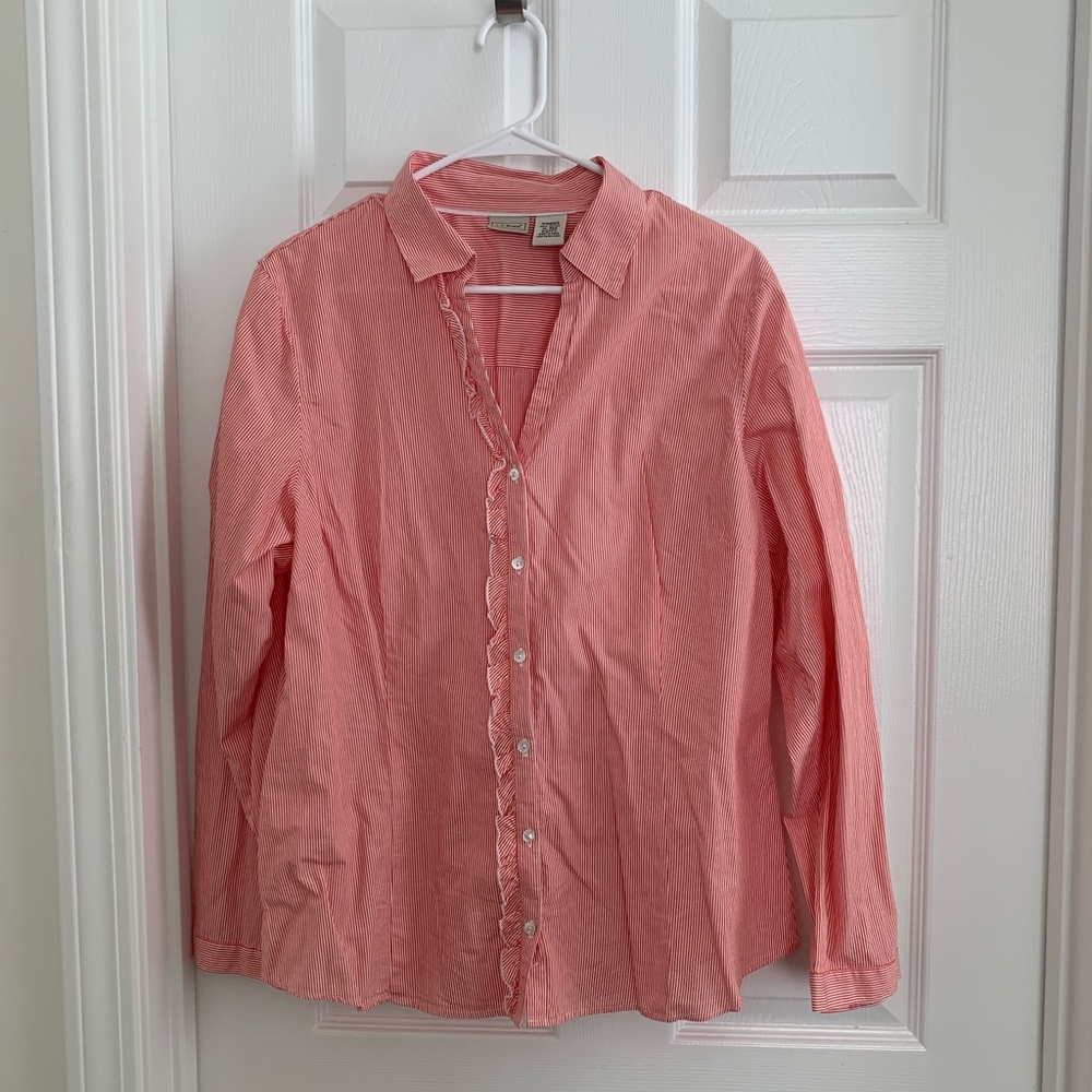 LL Bean Ruffled Stripe Top